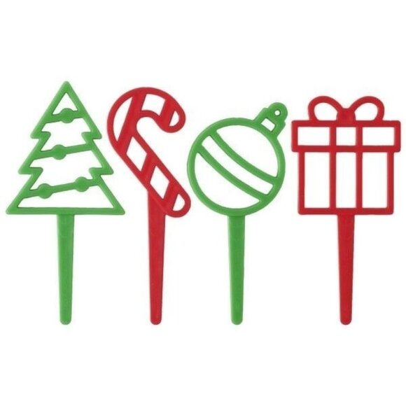 DecoPac Cupcake Toppers Holiday Icons Ornaments Trees Candy Canes Gifts Bulk 144 - Picture 2 of 8